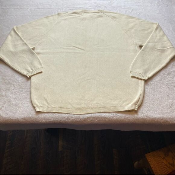 Eddie Bauer Very Pale Yellow Long Sleeve Crew Neck Knit Sweater Size Large - Picture 2 of 11
